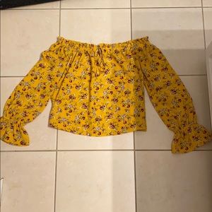 Yellow and floral off the shoulder top